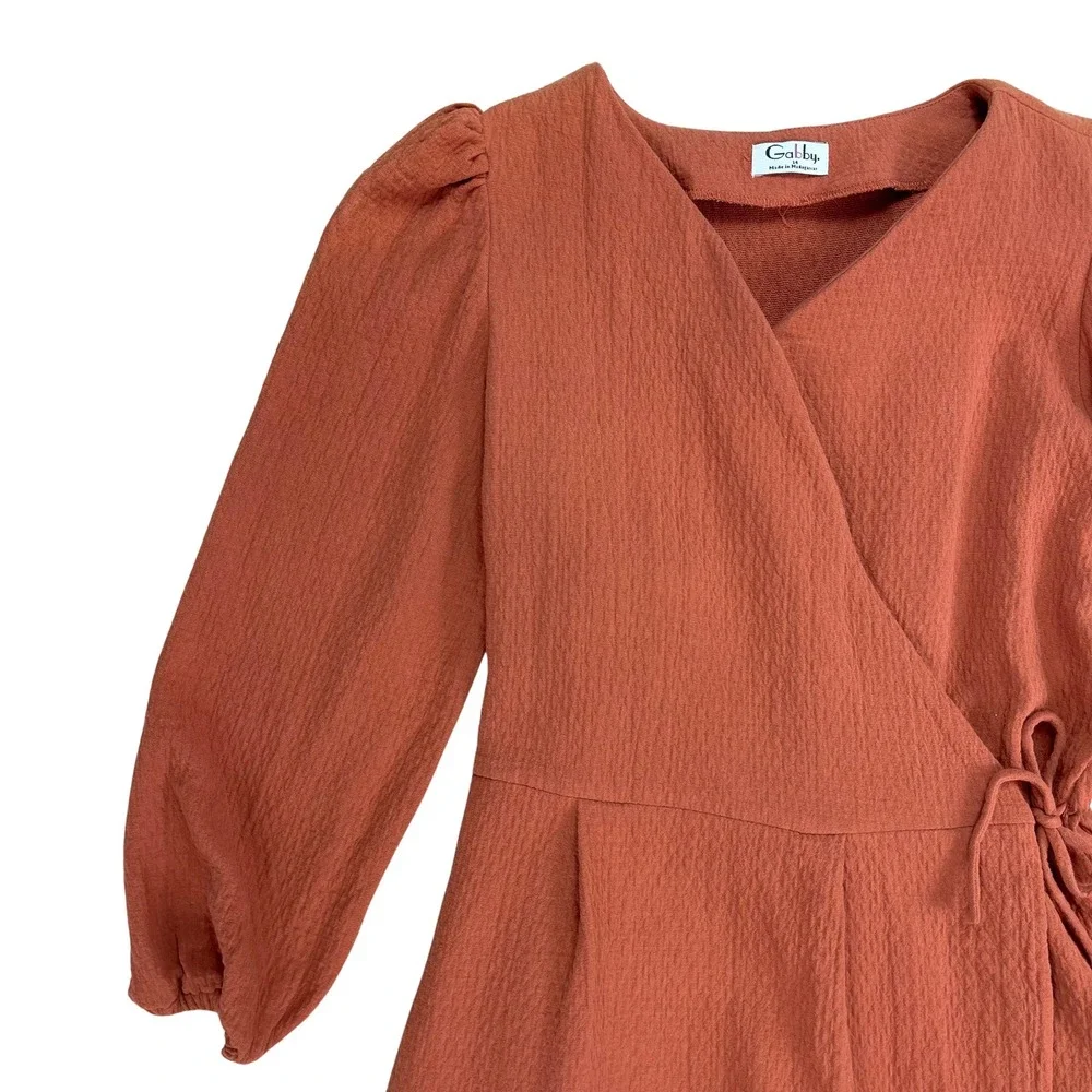 Luli &‎ Me Gabby Girls Grace Wrap Romper Rust 100% Cotton Sz M Cottage Boho